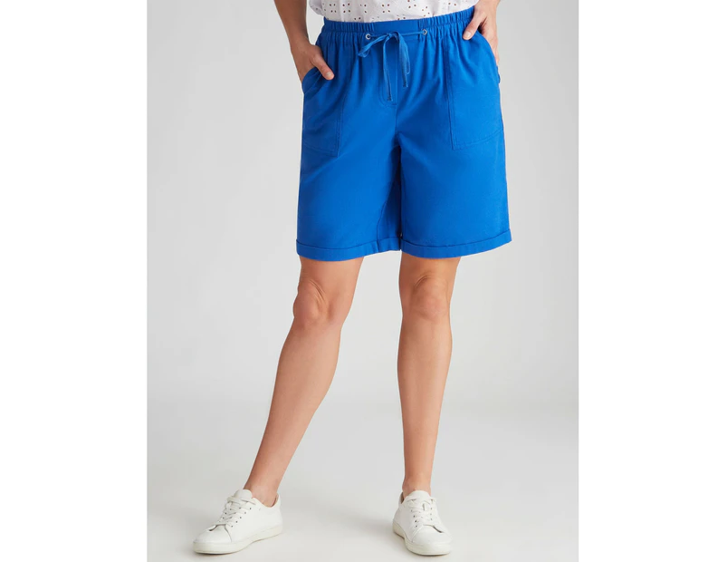 MILLERS - Womens Shorts -  Cotton Slub Short With Cuff - Cobalt