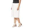BeMe - Plus Size - Womens Skirts - Midi - Winter - White - Linen - A Line - Oversized - Knee Length - Smart Casual - Workwear - Office Fashion - Warm - White