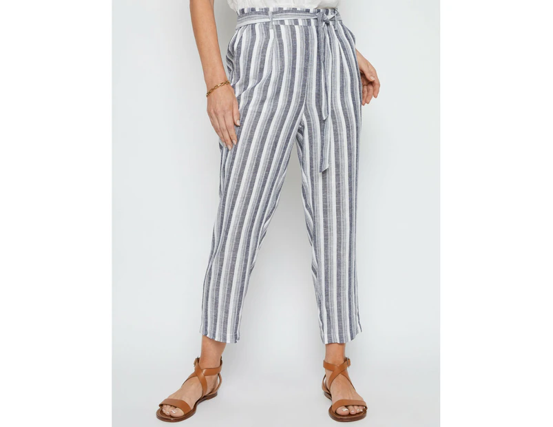 Self belt best sale striped pants