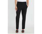 ROCKMANS - Womens Pants Black Winter Full Length - Straight Leg Fashion Trousers - Mid Waist - Suiting Regular - Elastane - Work Clothes - Office Wear - Black