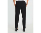 ROCKMANS - Womens Pants Black Winter Full Length - Straight Leg Fashion Trousers - Mid Waist - Suiting Regular - Elastane - Work Clothes - Office Wear - Black