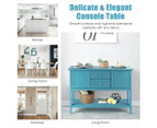 Blue Buffet Sideboard Console Table Storage Cabinet Drawers Hallway Pine Wood Legs