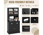 Black Kitchen Pantry Buffet Cabinet Storage Organizer w/ Adjustable Shelves