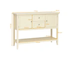 Beige Buffet Sideboard Console Table Storage Cabinet Drawers Hallway Pine Wood Legs