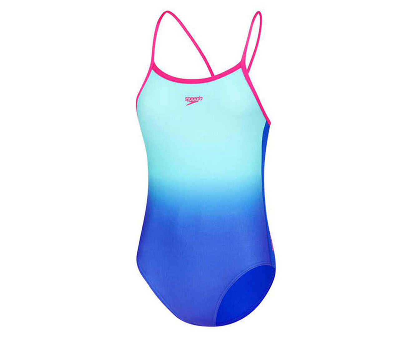 Speedo Girls Digital Ombre Thinstrap One Piece Swimsuit Bluepink