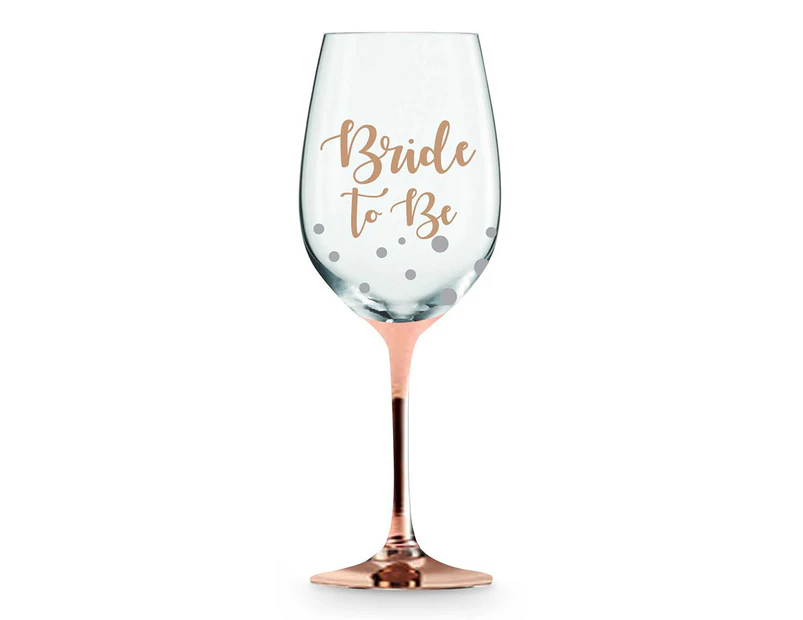 Bride To Be Rose Gold Stem Wine Glass Gold 430ml Celebration Drinking Cup