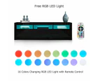 180cm Modern Wooden TV Unit Side Cabinet RGB LED High Gloss Front-Black