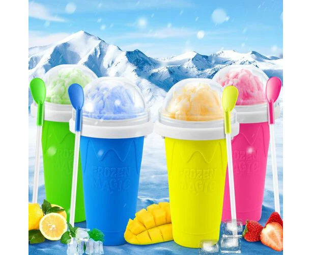 Slushie Maker Cup Quick Frozen Magic Squeeze Smoothies Milkshake Cup Cooling Cup Yellow