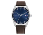 Tommy Hilfiger Men's 43mm Griffin Leather Watch - Brown/Silver/Blue