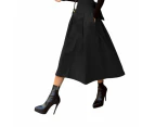 Lookbook Womens Elegant High Waist Bowknot Skirt Back Tie Long Dress-Black