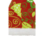 Red Santa Hat with Green Print Christmas Tree Hanging Decoration - 12cm - Red Green & White