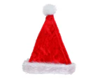 Plush Red Traditional Christmas Santa Hat - One Size Fits Most - Red & White
