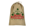 Jute We Wish You A Merry Christmas & Happy New Year Gift Santa Sack - 55cm - Natural with Red & Green