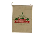 Jute We Wish You A Merry Christmas & Happy New Year Gift Santa Sack - 55cm - Natural with Red & Green