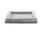 2 x LARGE FOAMED ORTHOPEDIC WALLED PETS BED GREY Dog Pressure Relief Memory Foam Non-Slip Base