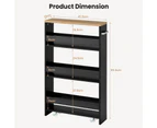 4-Tier Slim Storage Cart w/ Open Shelves for Kitchen, Living Room Black