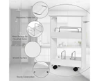 3-Tier Storage Trolley Cart Slim Mobile Storage Shelf Bathroom Kitchen