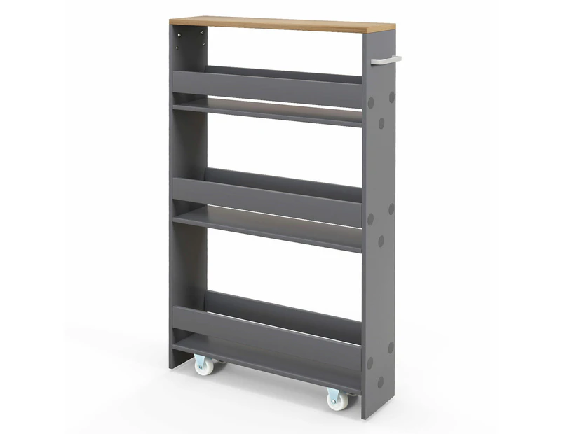 Rolling Kitchen Slim Storage Cart Mobile Shelving Organizer w/ Handle