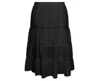 AUTOGRAPH - Plus Size - Womens Skirts -  Woven Lace Trim Midi Skirt - Black