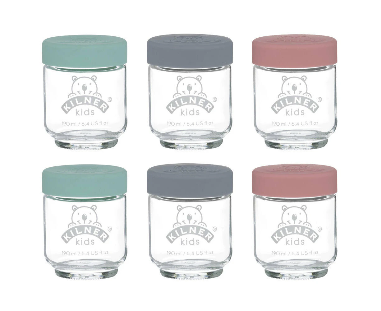 Kids Glass Jars With Silicon Lids, Set of 6 - 190mL