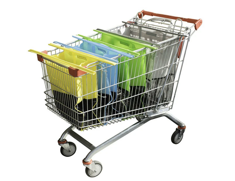 4pc Karlstert Sort & Carry Food Shopping Carrier Grocery Bags for Trolley/Cart