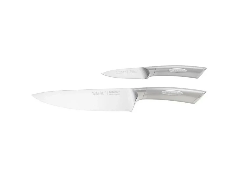 2pc Scanpan Knife/Knives Stainless Steel Chef/Paring Set Kitchen Cut/Slice/Peel