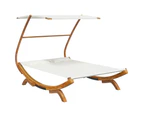 Outdoor Lounge Bed with Canopy 165x203x138 cm Solid Bent Wood Cream