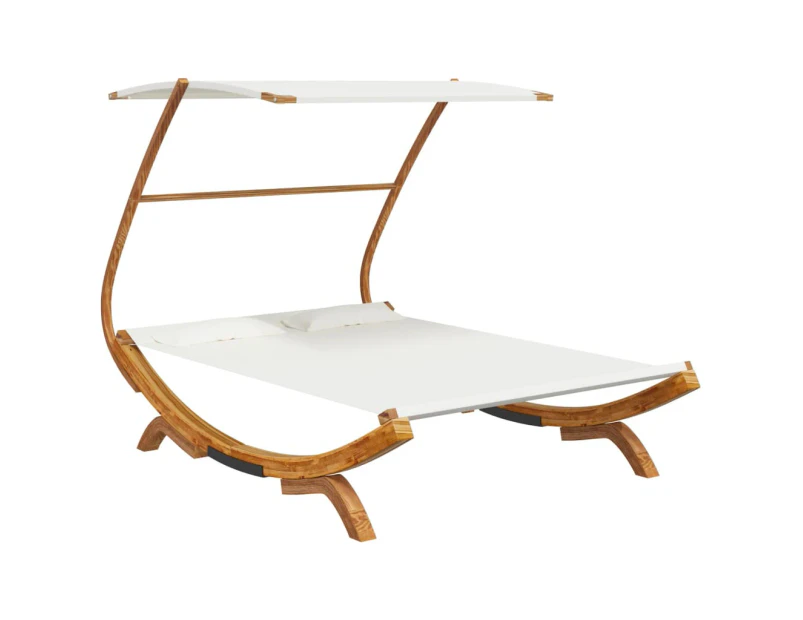 vidaXL Outdoor Lounge Bed with Canopy 165x203x138 cm Solid Bent Wood Cream