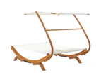 vidaXL Outdoor Lounge Bed with Canopy 165x203x138 cm Solid Bent Wood Cream