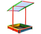 vidaXL Sandbox with Adjustable Roof Fir Wood Multicolour UV50