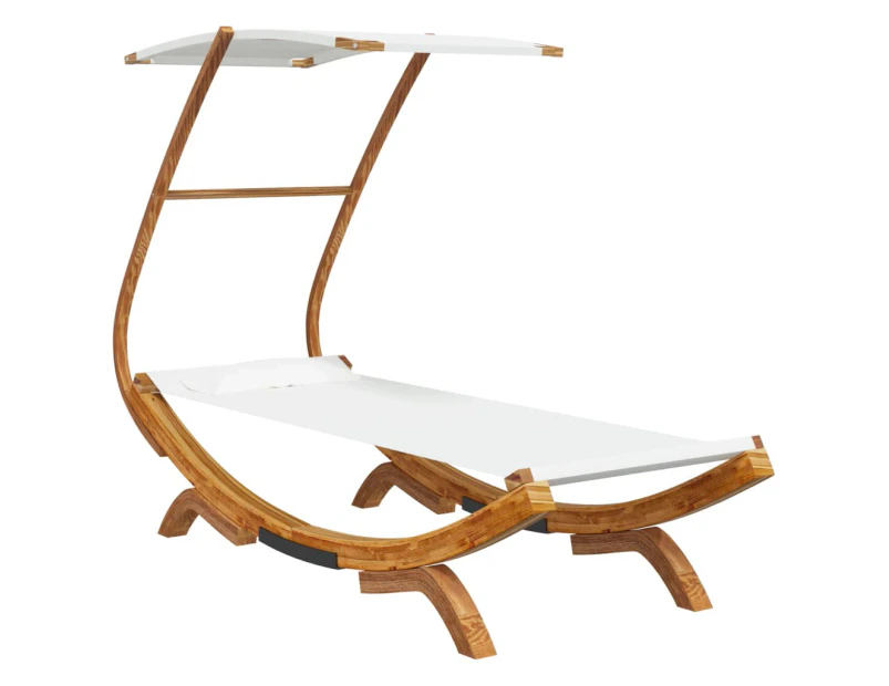 vidaXL Outdoor Lounge Bed with Canopy 100x190x134 cm Solid Bent Wood Cream