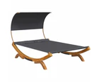 Outdoor Lounge Bed with Canopy 165x203x126cm Solid Bent Wood Anthracite