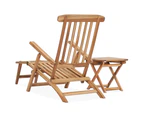 Garden Deck Chairs With Footrests And Table Solid Teak Wood - 1 sunlounger with table