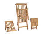 Garden Deck Chairs With Footrests And Table Solid Teak Wood - 1 sunlounger with table