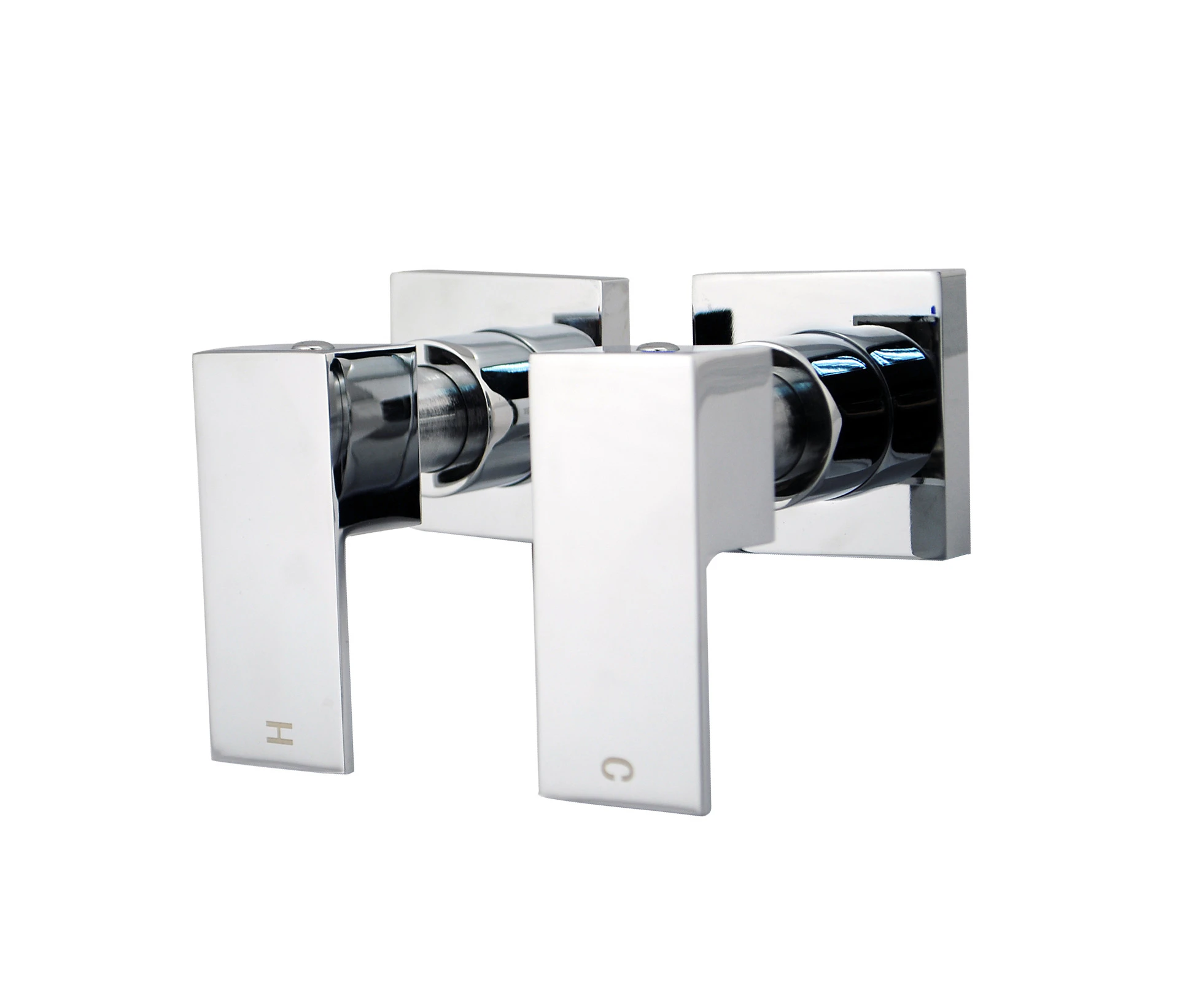 Square Wall Shower taps Chrome lever handle Bathtub taps Top Assemblies 1/4 Turn Wall Mounted