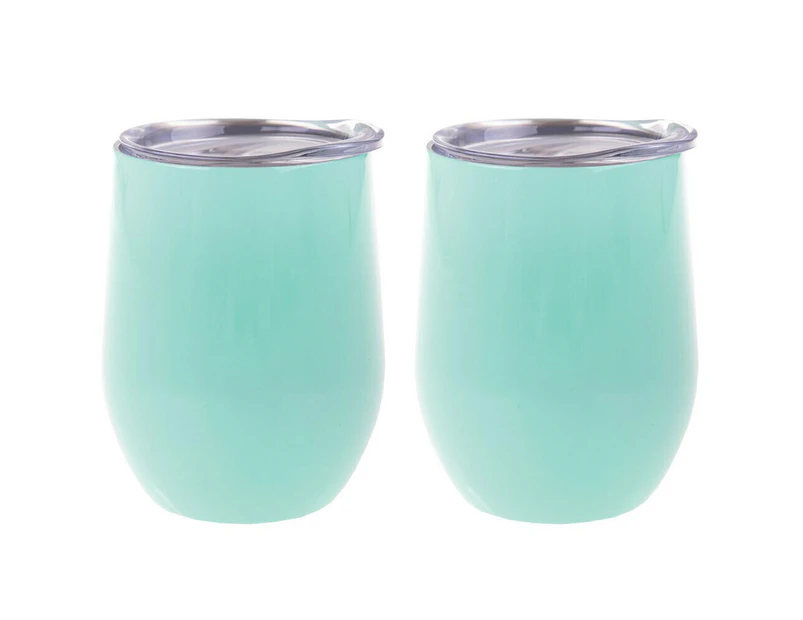 2PK Oasis 300ml Stainless Steel Double Wall Insulated Wine Cup/Tumbler Spearmint