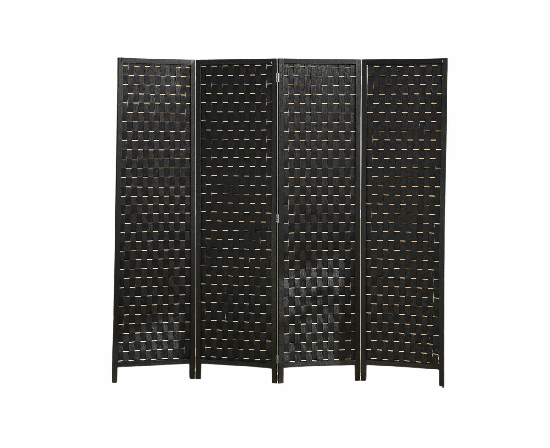 EKKIO 4-Panel Pine Wood Room Divider (Black) EK-RD-100-SD