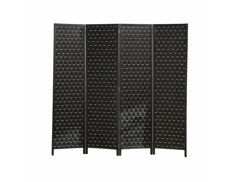 EKKIO 4-Panel Pine Wood Frame Room Divider Eco-Friendly Foldable Black
