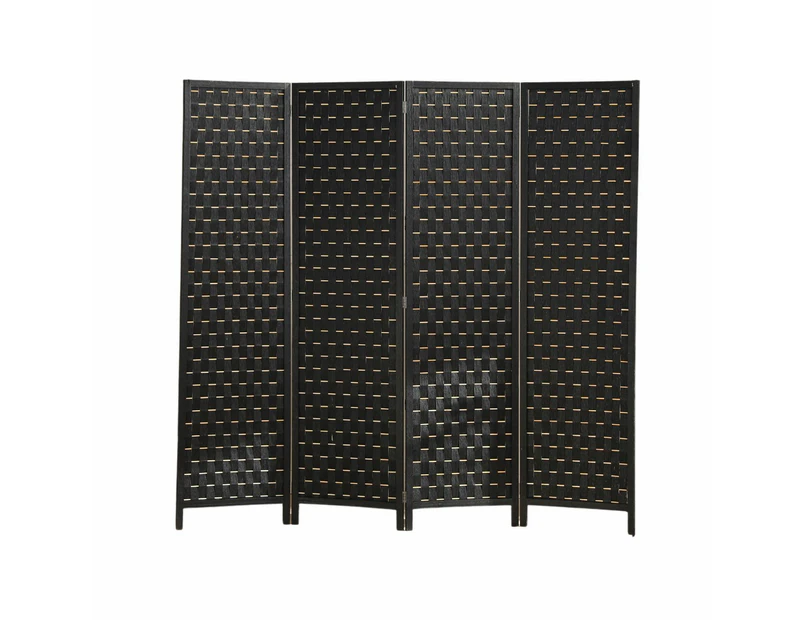 EKKIO 4-Panel Pine Wood Room Divider (Black) EK-RD-100-SD