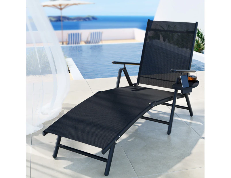 Gardeon Sun Lounge Outdoor Lounger Aluminium Folding Beach Chair Camping Patio