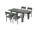 Gardeon Outdoor Dining Set 5 Piece Aluminum Extendable Table Setting Black