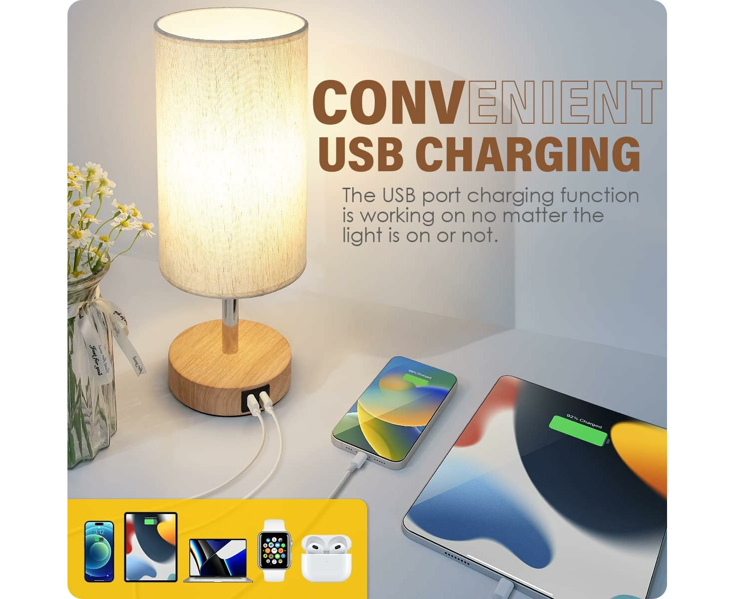 Lampression usb deals nightstand lamp