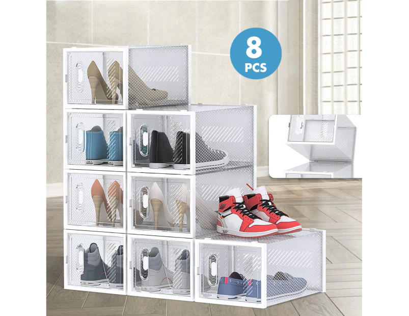 Advwin 8PCS Shoe Storage Box Aromatic Shoe Sneaker Box Clear Display Box Stackable Breathable Shoe Storage