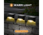 Advwin Solar Deck Lights 8 Pack LED Outdoor Solar Step Lights Waterproof Garden Lights Fence Stair Lights for Yard Pathway Warm Light