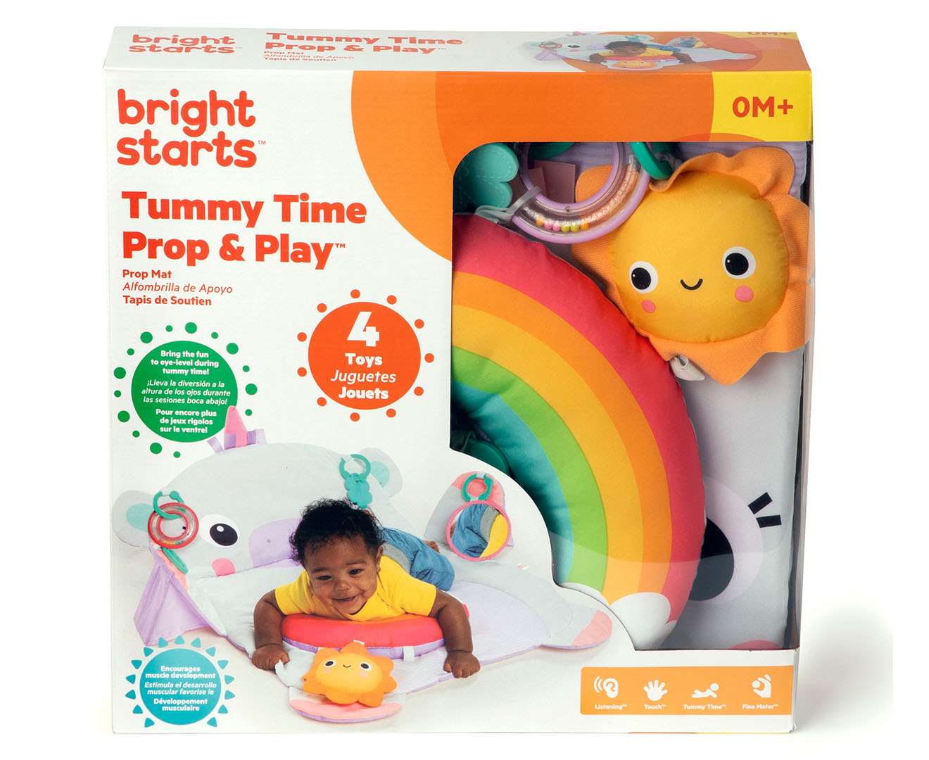 Bright Starts Rainbow Tropics Prop & Play Tummy Time Baby Activity