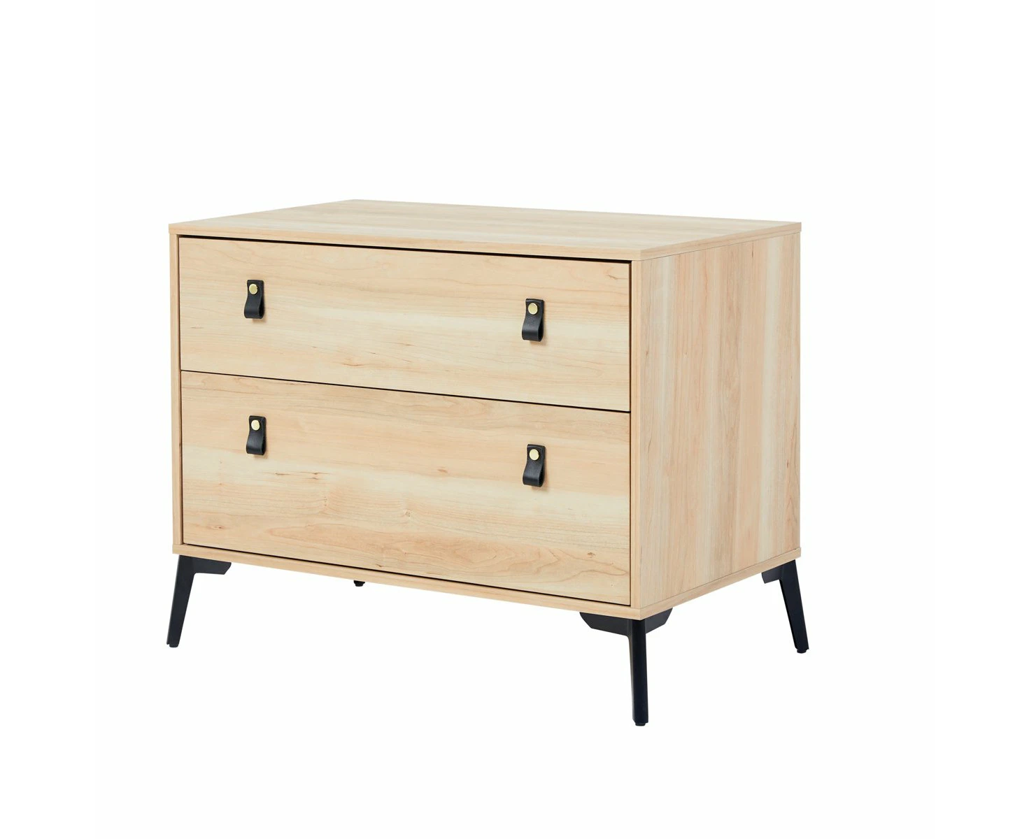 Groove Furniture Hunter Chest of Drawers with 2 Drawers Bedroom Dresser, Oak