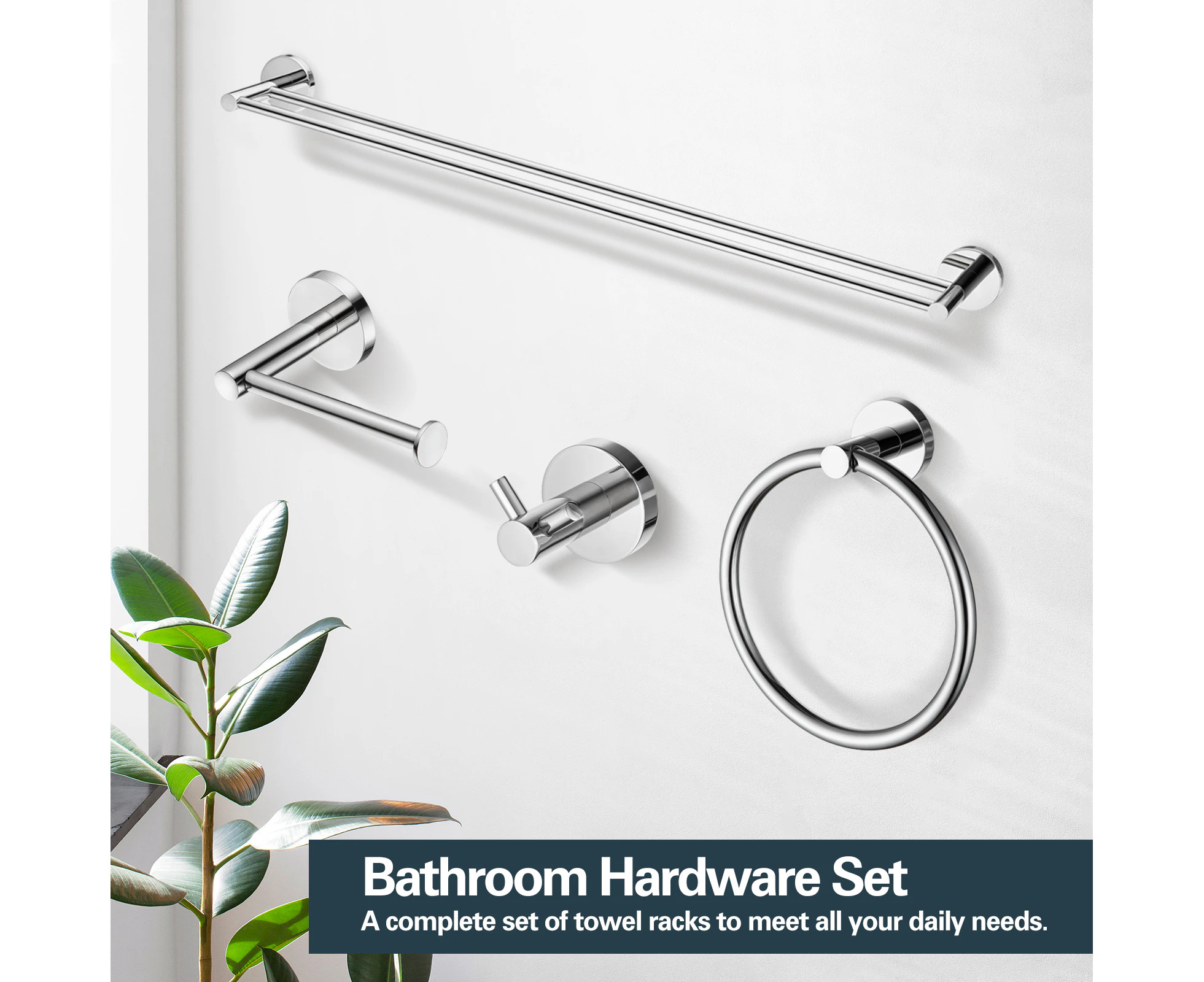 4 Piece Kit Bathroom Hardware Set Towel Rack Combination Wall Mounted towel rail bar toilet paper holder Chrome