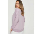 ROCKMANS - Womens Tops -  3/4 Sleeve Stud Detail Knit Top - Lilac