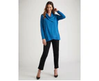 MILLERS - Womens Tops - Milllers Long Sleeve Brushed Wrap Cowl Neck With Heatseal - Teal
