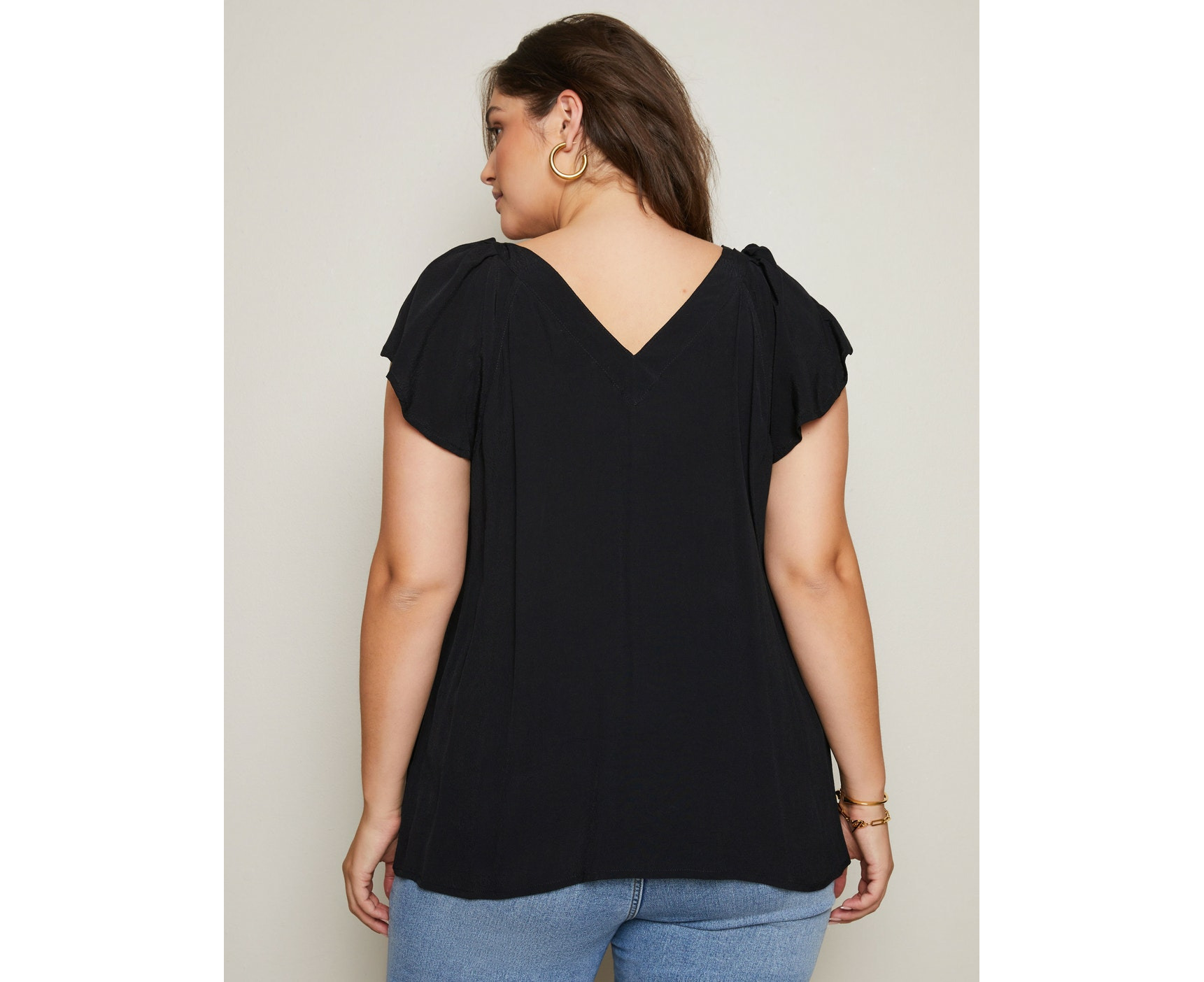 AUTOGRAPH - Plus Size - Womens Tops - Cap Sleeve Double V Neck Top